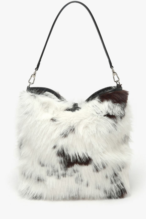 Longchamp Roseau toile fourrure Longchamp Wit